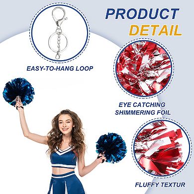 20 Pcs Cheer Pom Pom Keychain, Cheerleading Gift Charm Plastic Keyring Bulk for Cheerleaders Team
