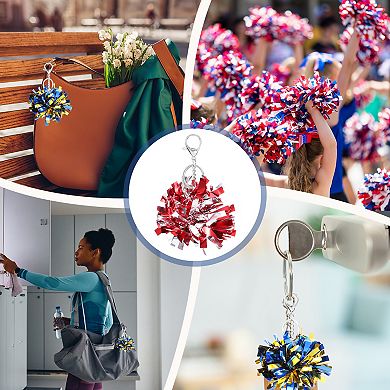 20 Pcs Cheer Pom Pom Keychain, Cheerleading Gift Charm Plastic Keyring Bulk for Cheerleaders Team