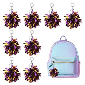 20 pc Cheer Pom Pom Keychain, Cheerleading Gift Charm Plastic Keyring Bulk for Cheerleaders Team