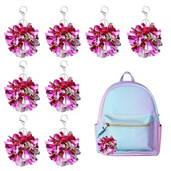 20 pc Cheer Pom Pom Keychain, Cheerleading Gift Charm Plastic Keyring Bulk for Cheerleaders Team