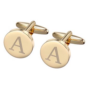1 Pair Men Cufflinks, Classic Alphabet Copper Round Cuff Links for Father Husband Weddings Gift