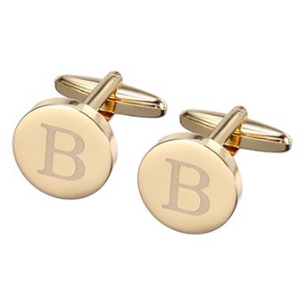 1 Pair Men Cufflinks, Classic Alphabet Copper Round Cuff Links for Father Husband Weddings Gift