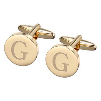 1 Pair Men Cufflinks, Classic Alphabet Copper Round Cuff Links for Father Husband Weddings Gift