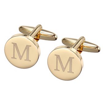 1 Pair Men Cufflinks, Classic Alphabet Copper Round Cuff Links for Father Husband Weddings Gift