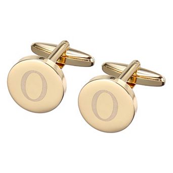1 Pair Men Cufflinks, Classic Alphabet Copper Round Cuff Links for Father Husband Weddings Gift