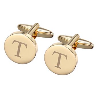 1 Pair Men Cufflinks, Classic Alphabet Copper Round Cuff Links for Father Husband Weddings Gift