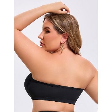 Women's Lace Tube Front Closure Push Up Padded Underwire Bandeau Convertible Strapless Bras