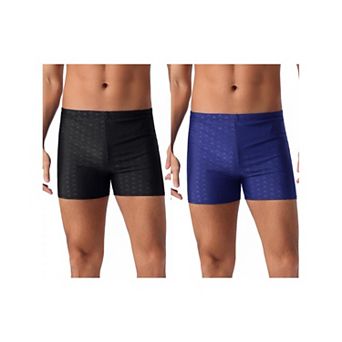 2 Packs Men's Casual Solid Color Elastic Waist Swimming Training Swim Trunks