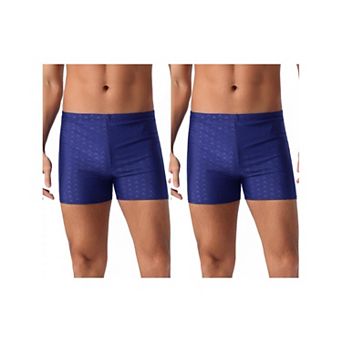 2 Packs Men's Casual Solid Color Elastic Waist Swimming Training Swim Trunks