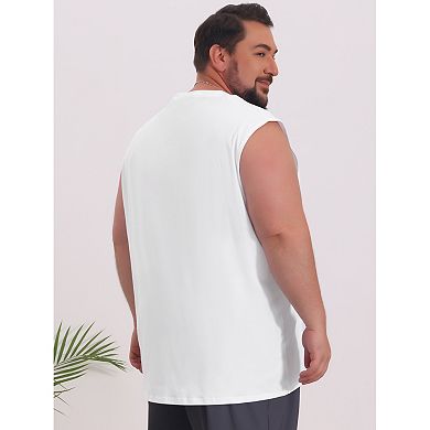 2 Packs Men's Big & Tall V-Neck Solid Sleeveless Vest Comfortable Breathable Casual Tank Top