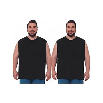 2 Packs Men's Big & Tall V-Neck Solid Sleeveless Vest Comfortable Breathable Casual Tank Top