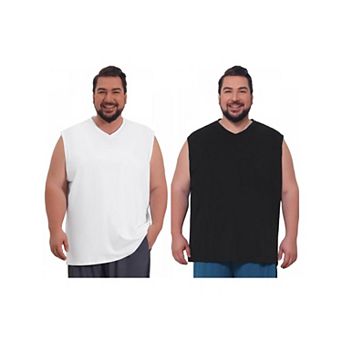 2 Packs Men's Big & Tall V-Neck Solid Sleeveless Vest Comfortable Breathable Casual Tank Top
