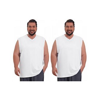 2 Packs Men's Big & Tall V-Neck Solid Sleeveless Vest Comfortable Breathable Casual Tank Top