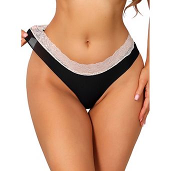 Women's Low-Rise Ice Silk Panties Lace Trim Lingerie No Trace Underwear Breathable Intimates
