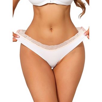 Women's Low-Rise Ice Silk Panties Lace Trim Lingerie No Trace Underwear Breathable Intimates