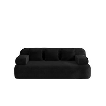 78.7" Frameless Sofa Corduroy Sofa,2-in-1 Convertible Floor Sofa Bed with 3 Pillows