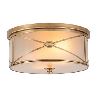 C Cattleya 11.75-Inch Brass Flush Mount with Frosted Glass Shade