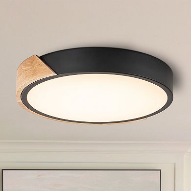 C Cattleya 12.75-Inch Black Dimmable 20-Watt Selectable LED Flush Mount Ceiling Light