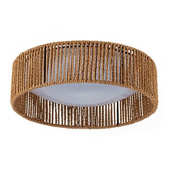 C Cattleya 14.25-Inch LED Rattan Flush Mount with Color Changing 3000K/4000K/5000K