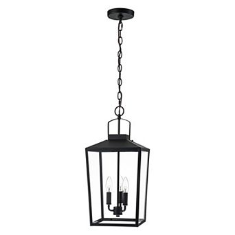C Cattleya 3-Light Black Outdoor Pendant Light with Glass Shade