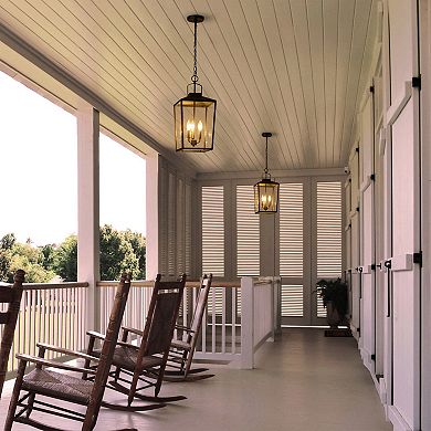 C Cattleya 3-Light Black Outdoor Pendant Light with Glass Shade