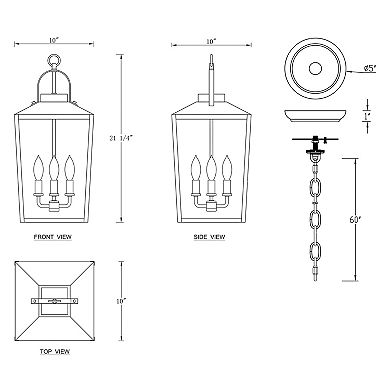 C Cattleya 3-Light Black Outdoor Pendant Light with Glass Shade