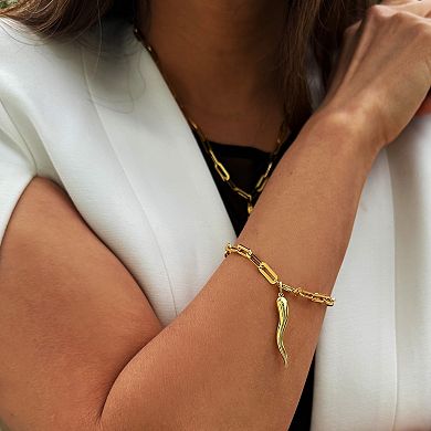 ITALIAN HORN CHARM BRACELET - 18K GOLD VERMEIL