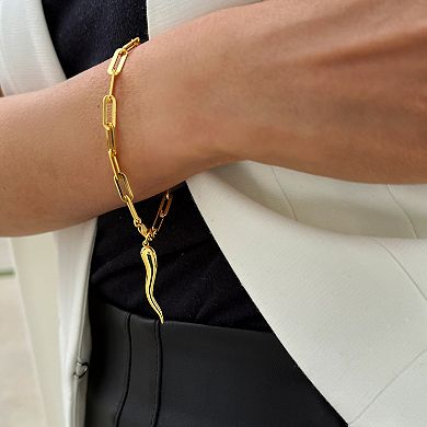 ITALIAN HORN CHARM BRACELET - 18K GOLD VERMEIL