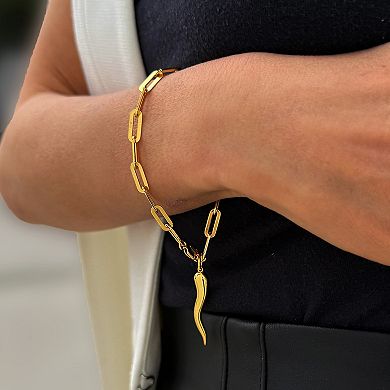 ITALIAN HORN CHARM BRACELET - 18K GOLD VERMEIL