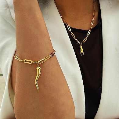 ITALIAN HORN CHARM BRACELET - 18K GOLD VERMEIL