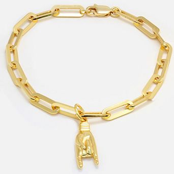 ITALIAN HAND CHARM CHAIN BRACELET -18K GOLD VERMEIL