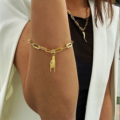 ITALIAN HAND CHARM CHAIN BRACELET -18K GOLD VERMEIL