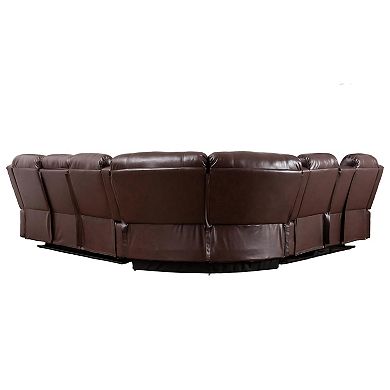 Faux Leather Reclining Sectional with LED Lighting & Bluetooth Speaker