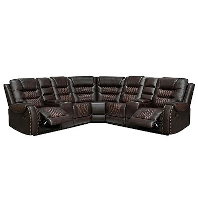 Faux Leather 5-Seater Reclining Sectional Sofa