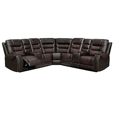 Faux Leather 5-Seater Reclining Sectional Sofa