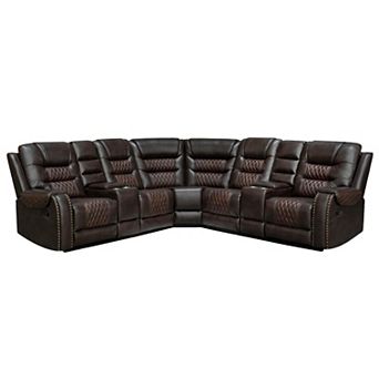 Faux Leather 5-Seater Reclining Sectional Sofa