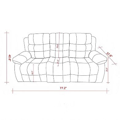 77.17'' Faux Leather Manual Reclining Sofa With LED Lighting & Cup Holders