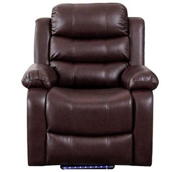 34.25'' Faux Leather Manual Recline Chair With LED Ambient Light