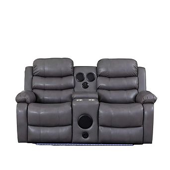 68.89'' Faux Leather Manual Reclining Home Theater Loveseat With LED Lighting