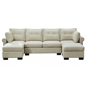 112" Pet-Friendly Sectional Sofa With Reversible Chaise & Ottoman