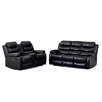 2 pc Manual Recline Loveseat And Sofa Set