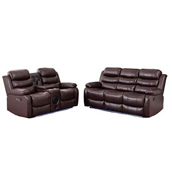 2 pc Manual Recline Loveseat And Sofa Set