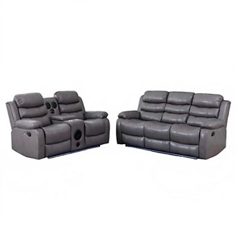 2 pc Manual Recline Loveseat And Sofa Set