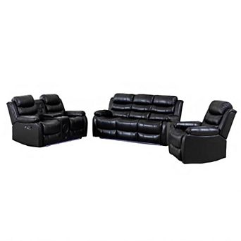 3 pc Manual Recline Chair, Loveseat And Sofa Set
