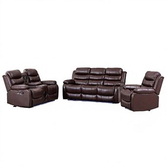 3 pc Manual Recline Chair, Loveseat And Sofa Set