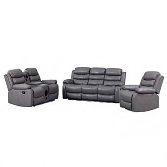 3 pc Manual Recline Chair, Loveseat And Sofa Set