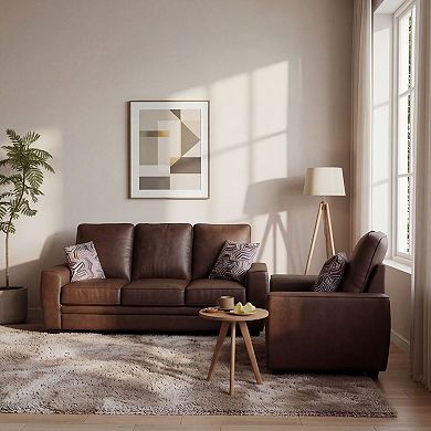 Modern Tech Fabric Accent Chair and 3-Seater Sofa Set with Pillows