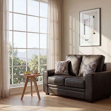 58.3" Modern Tech Fabric Loveseat with Two Pillows, Upholstered Couch for Living Room, Bedroom