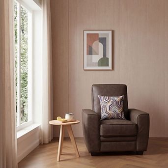 Modern Tech Fabric 36.6" Accent Chair with Geometric Pillow, Armchair for Living Room or Bedroom