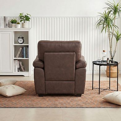 36.8" Cozy Leathaire Armchair with Throw Pillow
